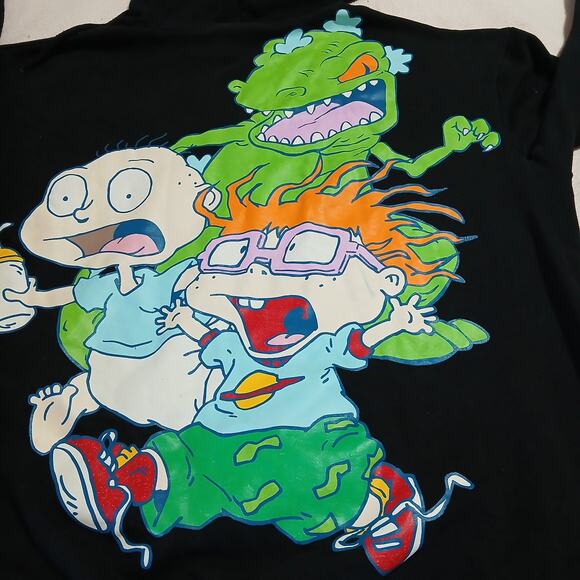 VTG Nickleodeon Rug Rats Large black hoodie Tommy Chuckie 90's large - Picture 6 of 12